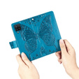 Etui z klapką do Samsung Galaxy M33, Butterfly, niebieskie