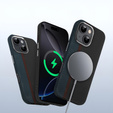 Etui do iPhone 15, Carbon Fiber MagSafe, czarne / niebieskie