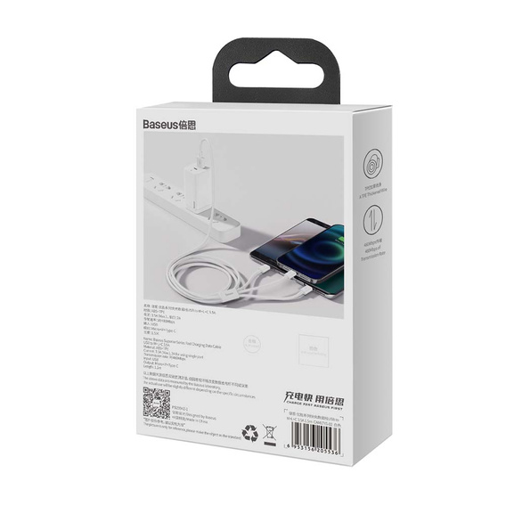 Baseus kabel 3w1 Superior 1,5 m USB-Lightning-USB-C-Micro USB - Biały