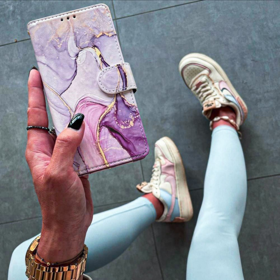Etui Tech-Protect Wallet do Samsung Galaxy A55 5G, Marble, Różowe