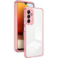 Zestaw Etui do Samsung Galaxy A14 5G, AntiDrop Hybrid Case, Przezroczyste z różową ramką + szkło