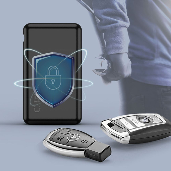 Etui Klatka Faradaya Tech-Protect, na klucz do samochodu, antykradzieżowe RFID KLR200, czarne