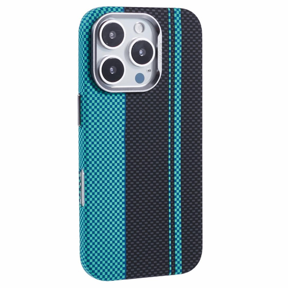 Etui do iPhone 16 Pro, Carbon Fiber MagSafe, czarne / niebieskie