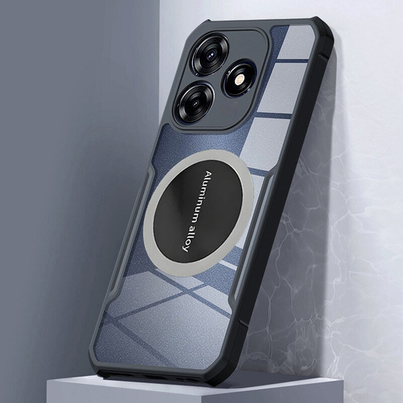 Etui do Realme C63, z blaszką magnetyczne, przezroczyste / czarne