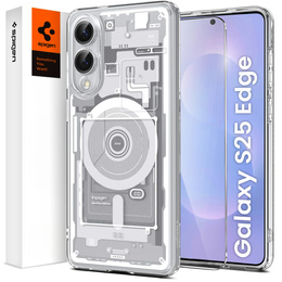 Etui Spigen do Samsung Galaxy S25 Edge,  MagSafe Ultra Hybrid, Zero One, białe + Szkło Hartowane 9H