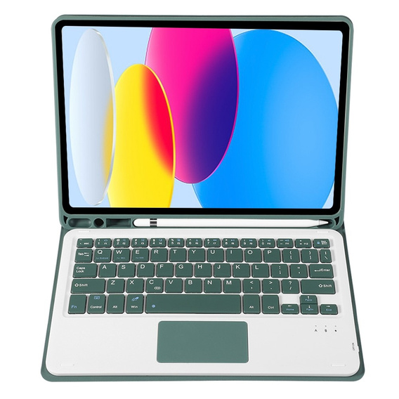 Etui z klawiaturą do iPad 11" 2025 A16 (11 gen.) / iPad 10.9" 2022 (10 gen.), TouchPad Pen Slot, ciemnozielone