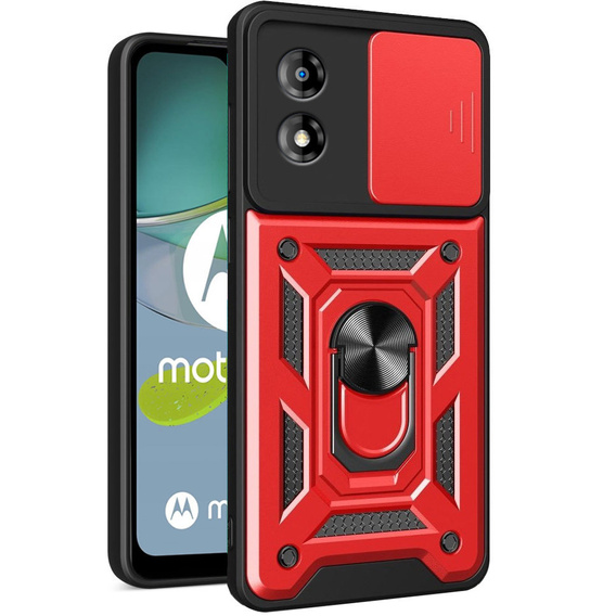 Etui pancerne do Motorola Moto E13, CamShield Slide, czerwone