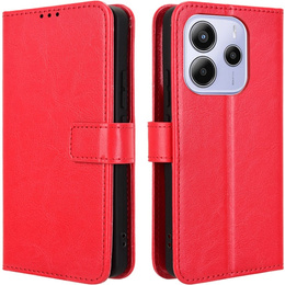 Etui z klapką do Xiaomi Redmi Note 14 4G, Crazy Horse Wallet, czerwone