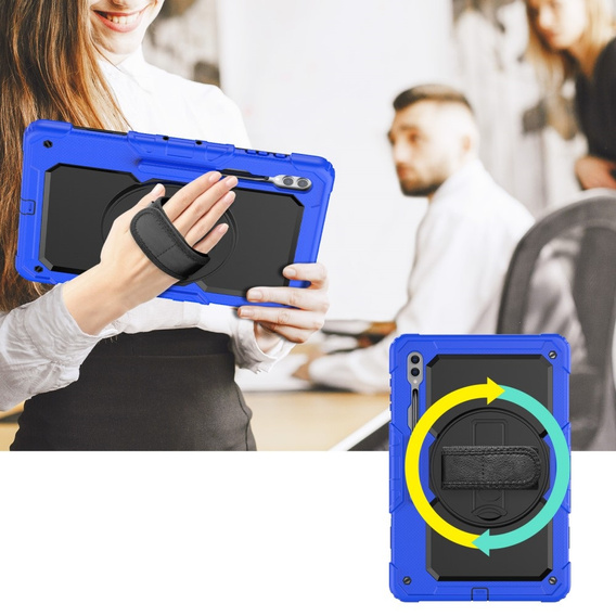 Etui pancerne do Samsung Galaxy Tab S9 Ultra, ochronne 360 z miejscem na rysik, Niebieskie / Czarne