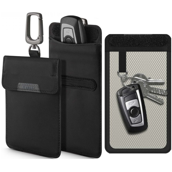 Spigen Etui pionowe Klatka Faradaya na kluczyk, kartę płatniczą, Black
