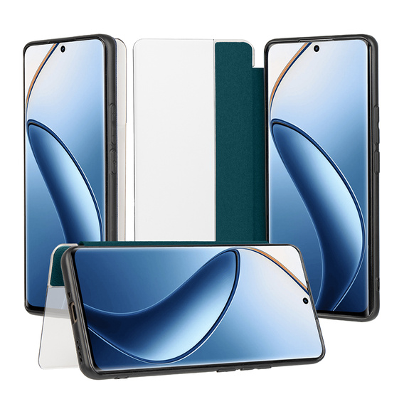 Etui z klapką do Realme 12 Pro 5G / 12 Pro+ 5G, Side View, zielone