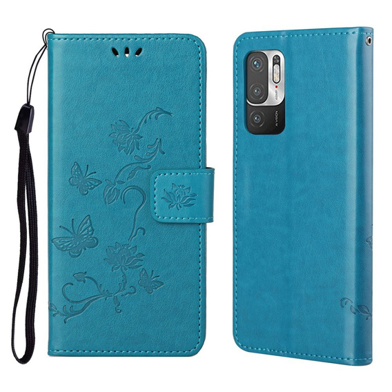 Etui z klapką do Xiaomi Redmi Note 10 5G / Poco M3 Pro 4G/5G, Butterfly, niebieskie