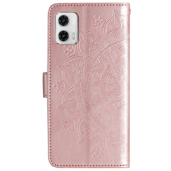 Etui z klapką do Motorola Moto G73 5G, Mandala, różowe rose gold