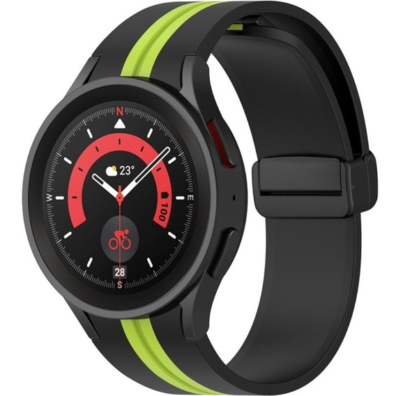 Pasek Silikonowy do Samsung Galaxy Watch 4/5/6 40/42/43/44/45/46/47mm, Czarny / Limonkowy