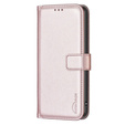 Etui z klapką do Samsung Galaxy A25 5G, BINFEN Wallet, różowe rose gold + szkło 9H