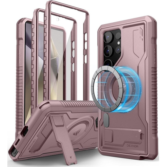 Etui pancerne do Samsung Galaxy S24 Ultra, Dexnor Full Body MagSafe, różowe