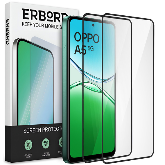 2x Szkło Hartowane ERBORD 3D do Oppo A5 5G / A5m – ochrona całego ekranu