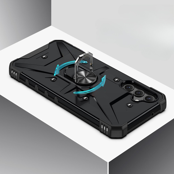 Etui pancerne do Samsung Galaxy A14 4G/5G, z ringiem, czarne