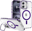 Etui do iPhone 17, do MagSafe, z podstawką, transparentne z fioletowymi wstawkami