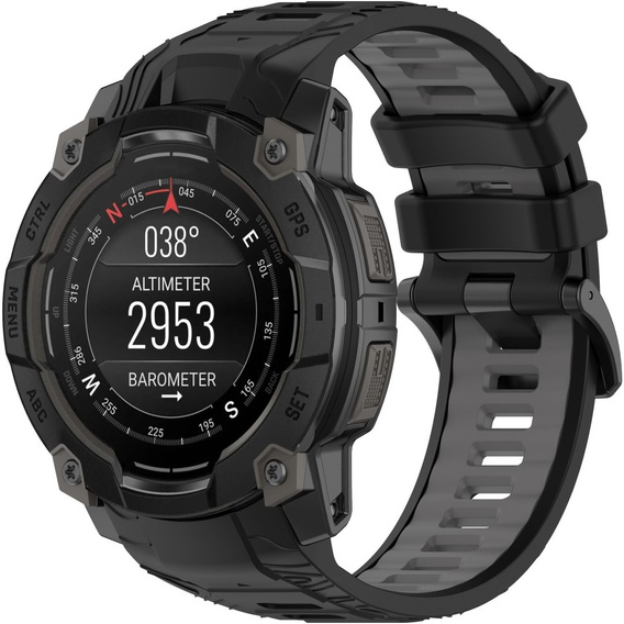 Pasek silikonowy do Garmin Instinct 3 Solar / Instinct 3 AMOLED 50 mm, sportowy – czarno-szary