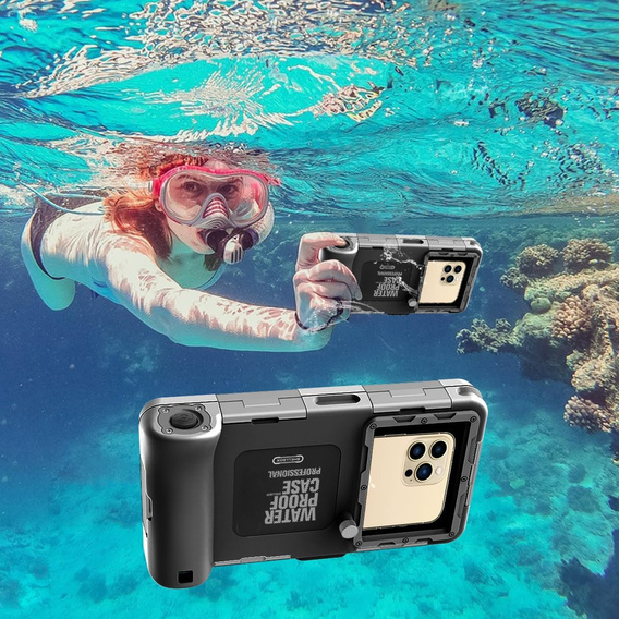 Etui wodoszczelne IPX8 na telefon 4,7 - 6,7" SHELLBOX, nurkowanie do 15m, czarne