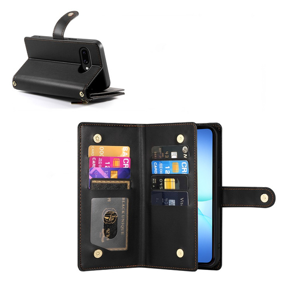 Etui z klapką do Samsung Galaxy A17 5G, Wallet Zipper Pocket, portfelowe, czarne