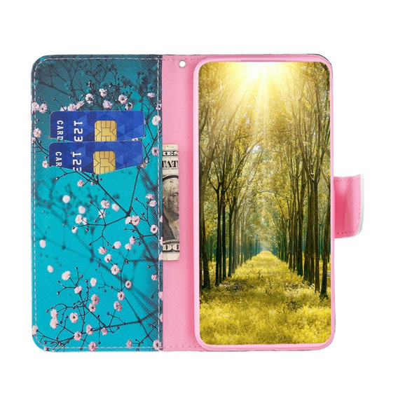 Etui z klapką do Motorola Edge 40 Neo, Wallet, Sakura niebieskie