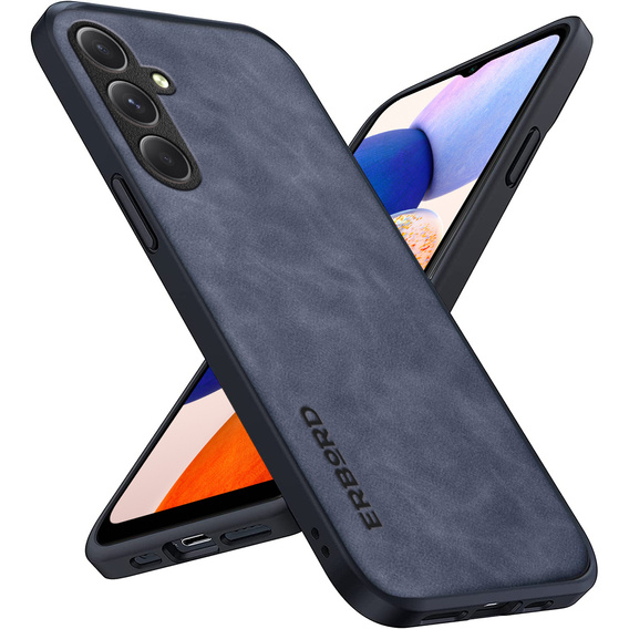 Zestaw Etui do Samsung Galaxy A14 5G, ERBORD Business, z blaszką do uchwytów samochodowych, Niebieskie + Szkło