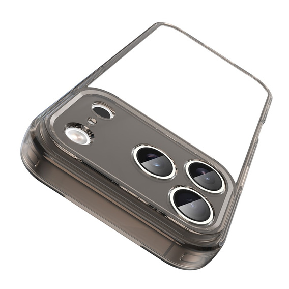 Etui silikonowe do iPhone 17 Pro, z twardym tyłem, przydymione czarne