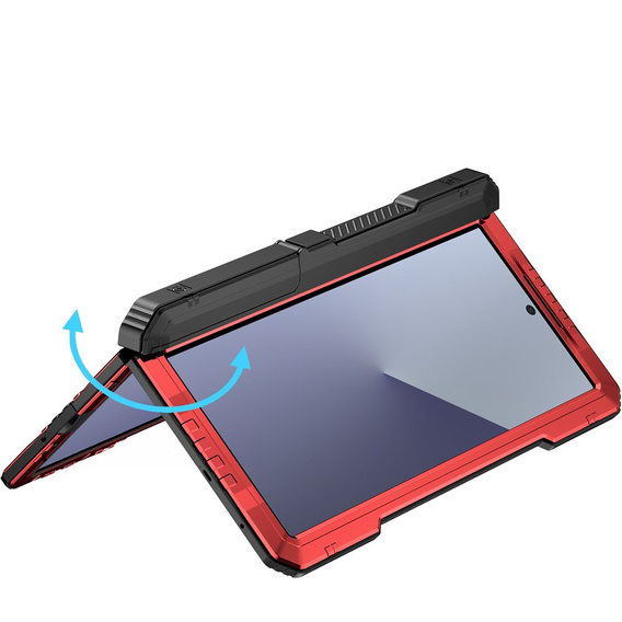 Etui pancerne do Samsung Galaxy Z Fold7 5G, aluminiowe, z podstawką i miejscem na rysik, czerwone