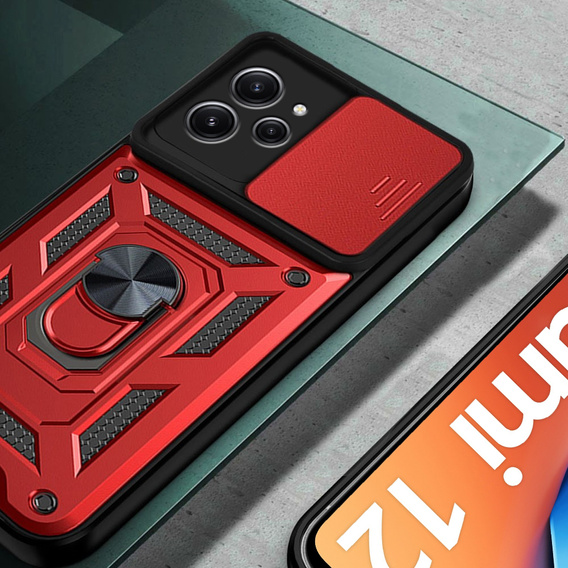 Etui pancerne do Xiaomi Redmi 12, CamShield Slide, czerwone