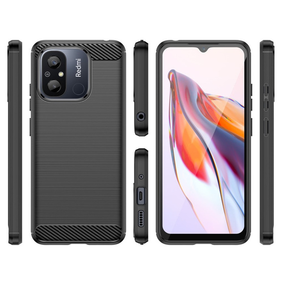 Etui do Xiaomi Redmi 12C, Karbon, czarne