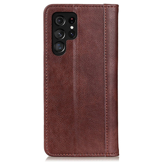 Etui do Samsung Galaxy S23 Ultra, Wallet Litchi Leather, Brązowe