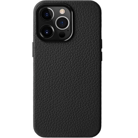 Etui MELKCO do iPhone 15 Pro, skórzane do MagSafe, czarne