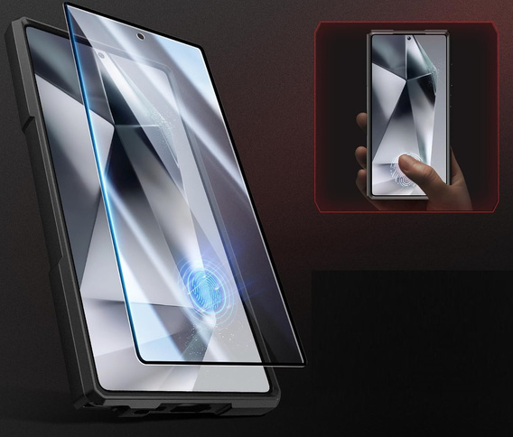 Etui do Samsung Galaxy S25 Ultra, Tongate MECH MagSafe Series, czarne + Szkło Hartowane 9H