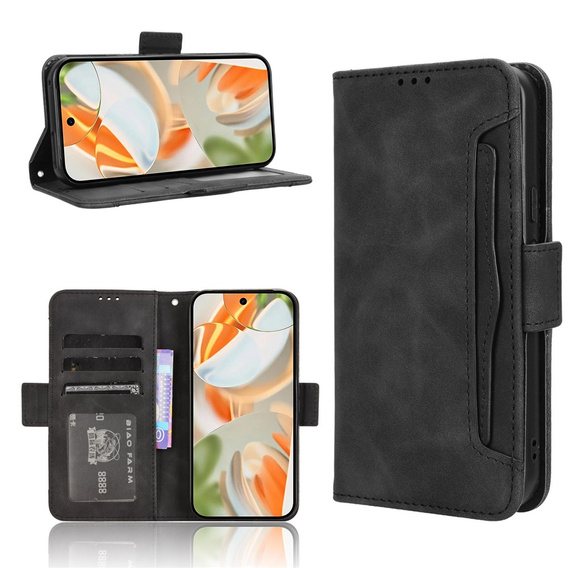 Etui z klapką do Google Pixel 9 / Google Pixel 9 Pro, Card Slot, czarne