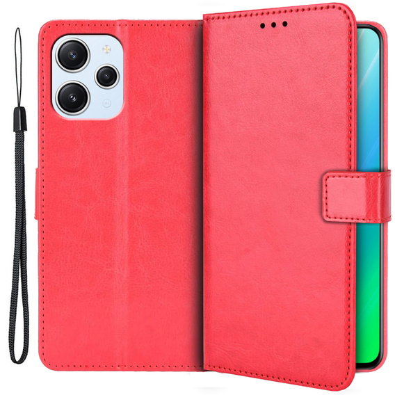 Etui z klapką do Xiaomi Redmi 12, Crazy Horse Wallet, czerwone