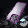 Etui do iPhone 14 Pro Max, pancerne, przezroczyste z fioletową ramką