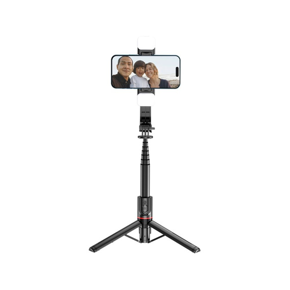 Tech-Protect Kijek Selfie Stick Tripod Bluetooth z lampą LED, czarny