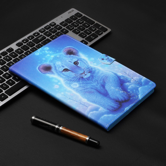 Etui do Lenovo Tab M10 Plus TB-X606F, z klapką, tiger