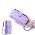 Etui z klapką do iPhone 14 Pro, Wallet Zipper Pocket, fioletowe