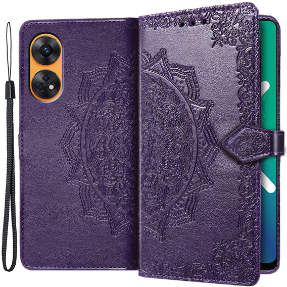 Etui z klapką do Oppo Reno8 T, Mandala, fioletowe