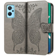 Etui z klapką do Realme 9i / Oppo A96, Butterfly, szare