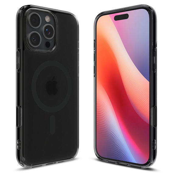 Etui z MagSafe Spigen do iPhone 16 Pro Max, Ultra Hybrid "T", matowe przezroczyste / czarne + Szkło Hartowane 9H