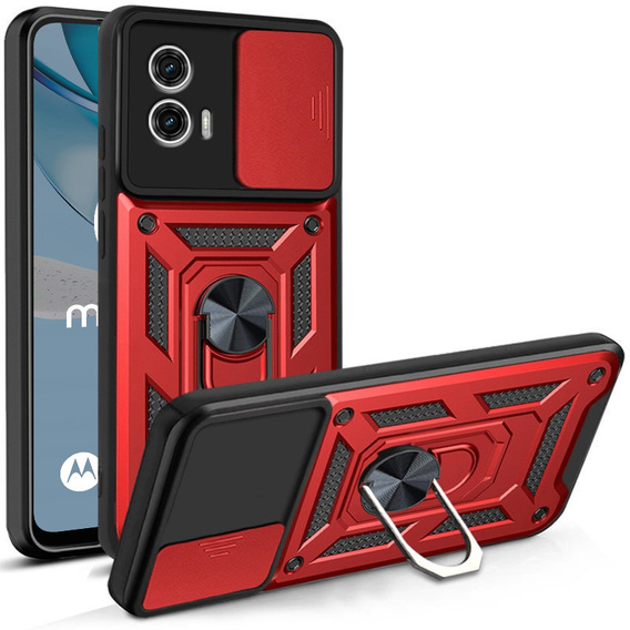 Etui pancerne do Motorola Moto G53 5G, CamShield Slide, czerwone