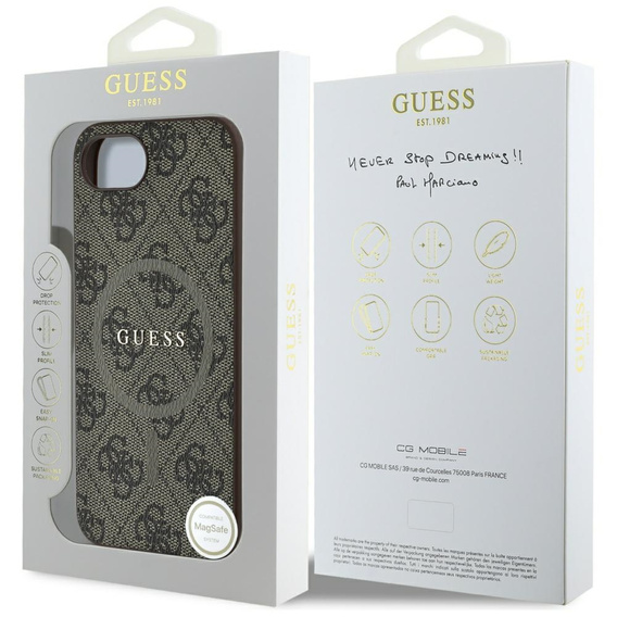 Etui GUESS do iPhone 16E, 4G Ring Classic Logo, brązowe
