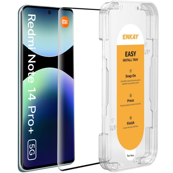 ENKAY Szkło Hartowane do Xiaomi Redmi Note 14 Pro+ 5G, czarne