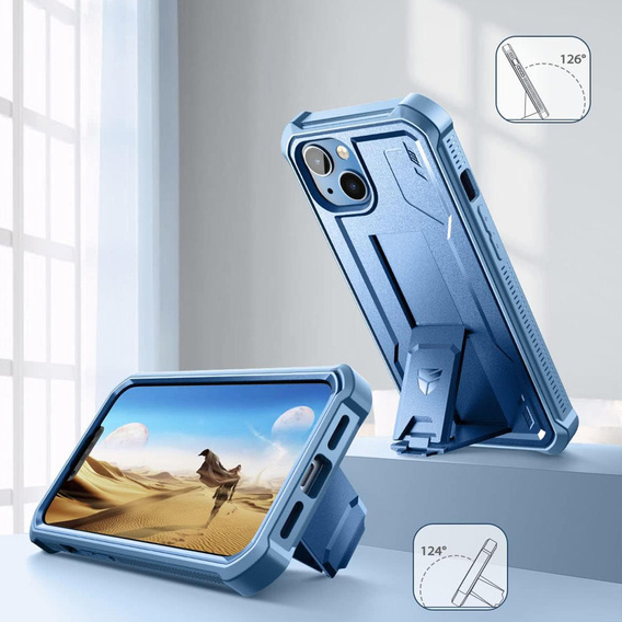 Etui pancerne do iPhone 13 / 14, Dexnor Full Body, niebieskie