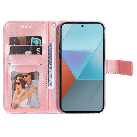 Etui z klapką do Xiaomi Redmi Note 13 Pro 5G, Mandala, różowe rose gold