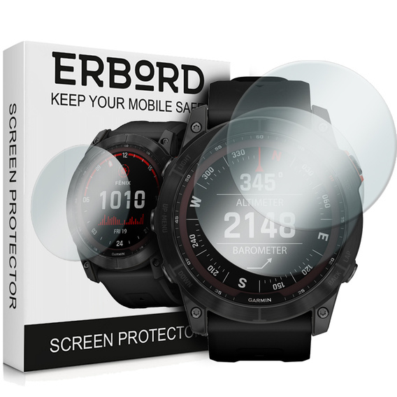 2x Szkło Hartowane ERBORD do Garmin Fenix 7X / 7X Solar, Szybka